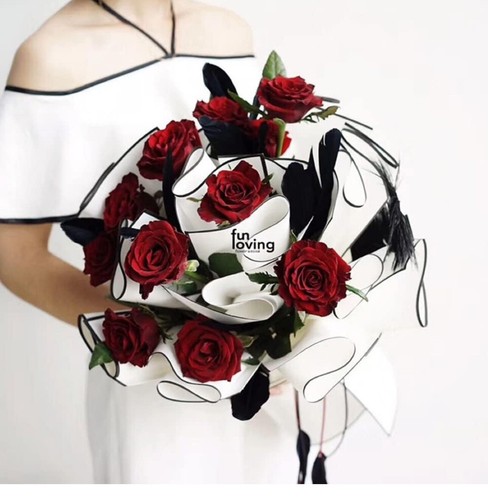 NatureMan 40 Sheets Black Edge Flower Wrapping Paper,Waterproof White📦 - Picture 2 of 5