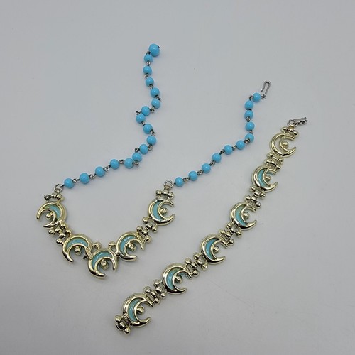 De Colección Kramer Gargantilla Collar Pulsera Conjunto Resina Azul Dos Tonos Conjunto de Joyería LEER * - Imagen 9 de 17