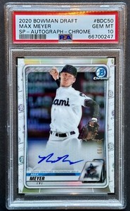 2020 Bowman Draft Max Meyer Chrome AUTO SP  PSA 10 Super Rare Short Print POP 3