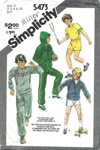 Simplicity 5473 Retro 80s Unlined Jacket, Hoodie, Tops, Pants & Shorts Sz 7-10 - Picture 1 of 3