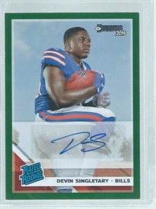 DEVIN SINGLETARY 2019 PANINI DONRUSS RATED ROOKIE AUTO GREEN RC #328