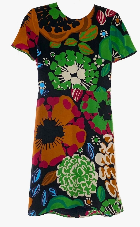Mini Vestido Burberry Groovy Estampado Floral Seda Manga Corta Vaina 4US 8UK 36EU S Foto 2 de 4