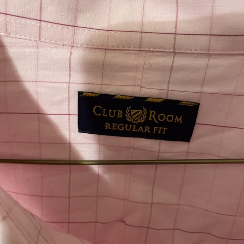CLUB ROOM STRIPED RED PINK 18 36/37 REGULAR DRESS BUTTON FRONT SHIRT MENS - Picture 3 of 4