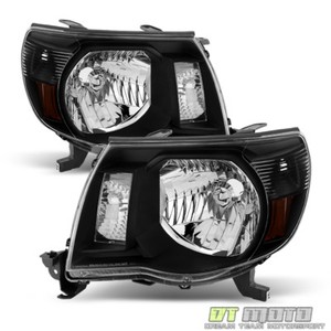 For-2005-2011-Toyota-Tacoma-Black-Headlights-Headlamps-Light-05-11-Left-Right