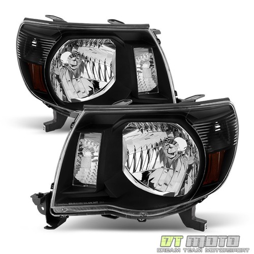 For 2005-2011 Toyota Tacoma Black Headlights Headlamps Light 05-11 Left+Right - Picture 1 of 3