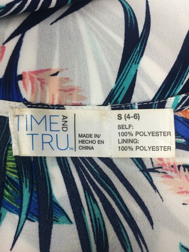 Time and Tru Womens Size Small White Tropical Floral Wrap Around Dress - Picture 7 of 10