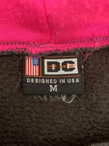 DC One Washington D.C. Letter Hoodie Sweatshirt Dark Grey Pink Pullover Women M - Picture 13 of 13
