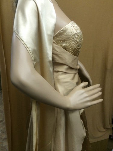 Ballkleid Hochzeit Abiball festlich Beige Gold Glitzer zum Schnüren Gr. 40/42/44 - Bild 8 von 8