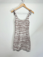 Free People Downtown Dress Mini Tan/White Sleeveless Square Neck