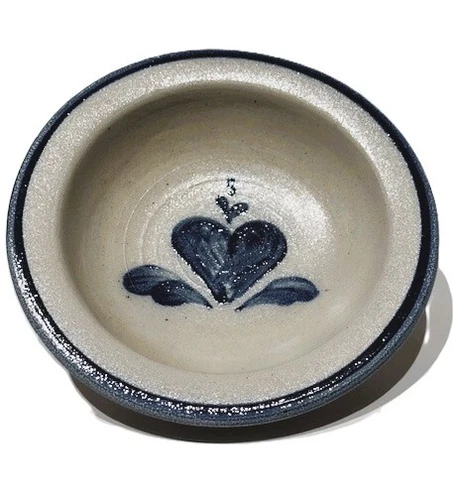 1989 Rowe Pottery Works Salt Glazed Heart Soup or Salad Bowl 8 x 1.5"