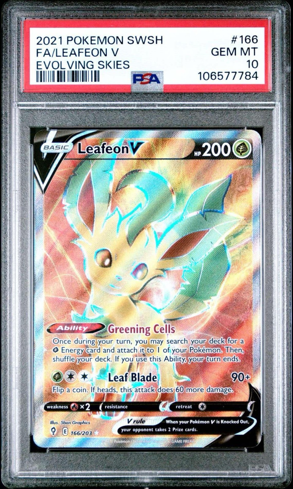 Leafeon V 2021 Sword & Shield: Evolving Skies #166/203 Holo Leafeon V 2021 Sword & Shield: Evolving Skies #166/203 Holo