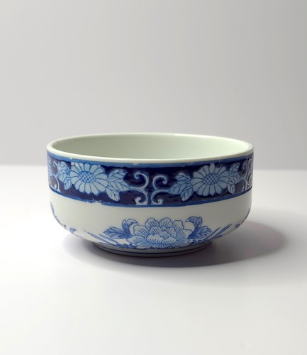 Vintage 60's Chinese Blue and White Porcelain Bowl Qing Qianlong Reproduction - Picture 2 of 12