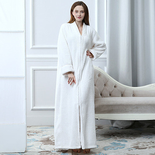 Hombre Mujer Extra Largo Invierno Albornoces Talla Grande Cremallera Franela Cálido Pijama 2020 - Imagen 13 de 24