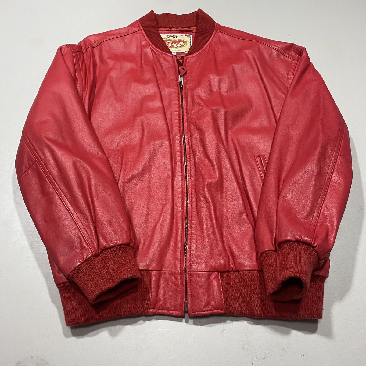 NWOT - Avanti Fire Red 100% Leather Bomber Jacket Full Zip NWOT - Avanti Fire Red 100% Leather Bomber Jacket Full Zip