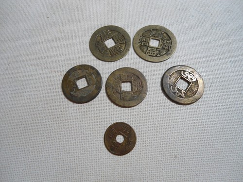 QTY 6 | SIX | CHINA Ancient Square Cut Center Coins | 1500-1800's | Or Earlier - Picture 2 of 10