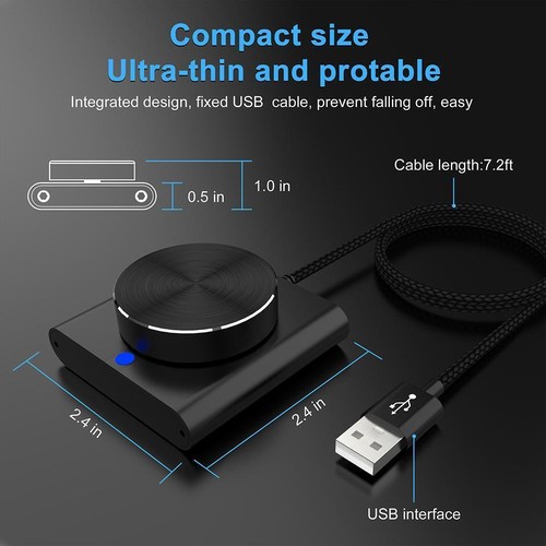 PC Volume Control Knob USB Volume Control Spin Button Laptop For PC A8O5 - Afbeelding 9 van 10