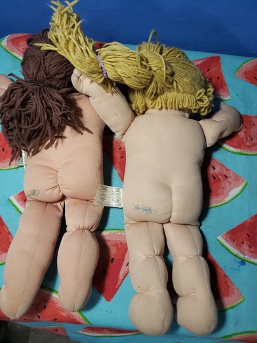 Lot 2 Vintage Cabbage Patch Kids Dolls 1978 1982 pre 1990 blonde & brunette - Picture 6 of 12