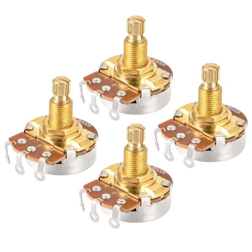 4x Audio Taper Potentiometer B500K 3 Pin 1/4" Dia Split Shaft für E-Gitarre Bass - Bild 1 von 4