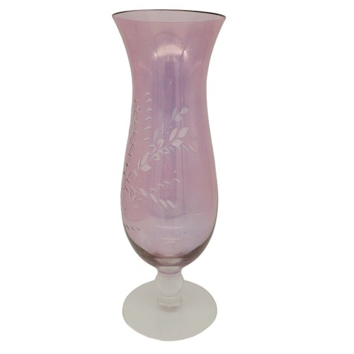 Vintage Amethyst Etched Flashed Glass Vase Light Purple Opalescent Sheen 10" VGC - Picture 3 of 7