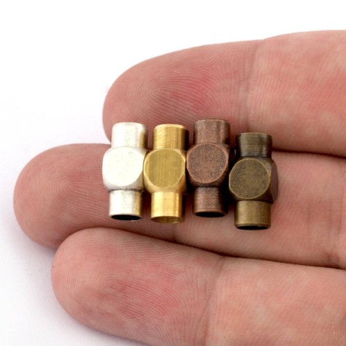 Leather cord magnetic clasp,Connector 15x7mm Raw,silver,bronze,copper brass 1556 - Picture 3 of 5