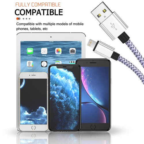 Heavy Duty USB Charger Cable for iPhone 8 7 6 X 11 Fast Charge Braided Data Lead - Picture 7 of 16