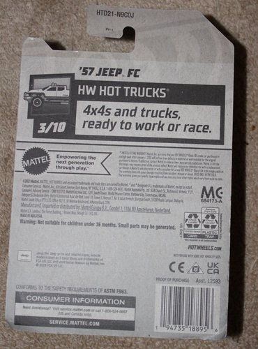 Hot Wheels 2024 HW Hot Trucks 3/10 Red '57 Jeep FC SEALED - Picture 3 of 3