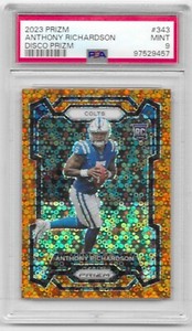 2023 PANINI PRIZM ROOKIE DISCO PRIZM #343 ANTHONY RICHARDSON PSA 9