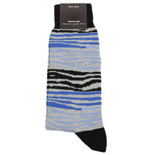 THE MENS STORE Blue COLORBLOCK ZEBRA Cotton Blend Dress Socks 10-13 Italy NWT - Bild 1 von 2