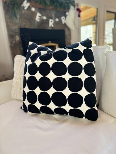 Marimekko Pillow Cover Geometric Circles Black & White 26x26” 100% Cotton