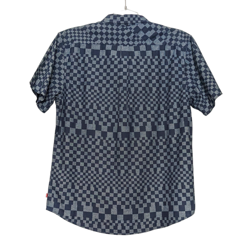 NWT Levi's Blue Geometric Button Up Short Sleeve Shirt Men's XXL (Fits XL) Skate - Picture 2 of 7