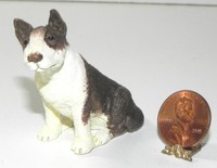 Dollhouse Miniature Bull Terrier Dog Sitting Falcon Minis 1:12 Scale Dollhouse Miniature Bull Terrier Dog Sitting Falcon Minis 1:12 Scale