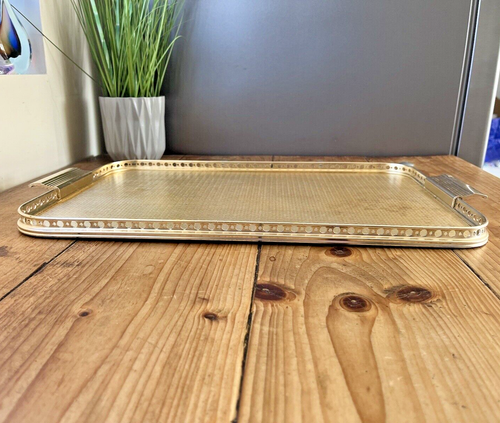 VINTAGE 50ER GOLD ELOXIERT COCKTAIL GETRÄNKE SERVIERTABLETT RETRO ART DECO KREIS 60er - Bild 7 von 14