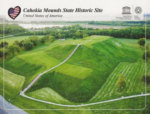 Postkarte IL Collinsville Cahokia Mounds historische Stätte präkolumbianisch UNESCO POSTFRISCH