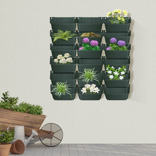 Fioriera verticale da parete 18 fioriera da appendere verde scuro fioriera da giardino - Foto 15 di 19