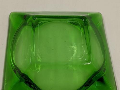 "Cenicero cuadrado vintage MCM retro de vidrio verde esmeralda de 4,5"" - sin daños" - Imagen 6 de 6