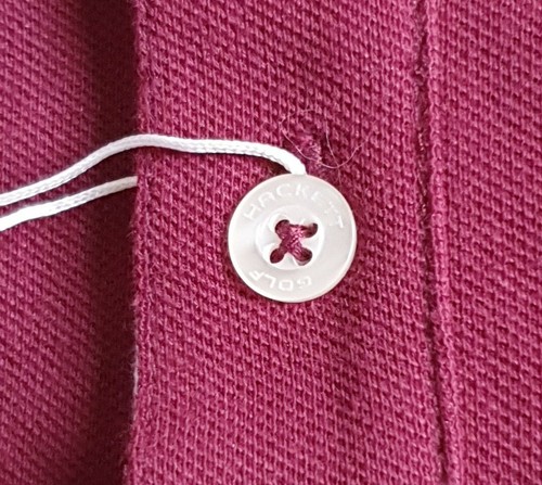 HACKETT POLO SHIRT Mens Medium M Burgundy White Navy Golf New With Tags - Picture 6 of 12