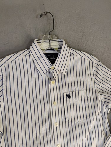 Camicia Abercrombie Fitch giovane XL bianca a righe manica lunga cotone con bottoni - Foto 2 di 11