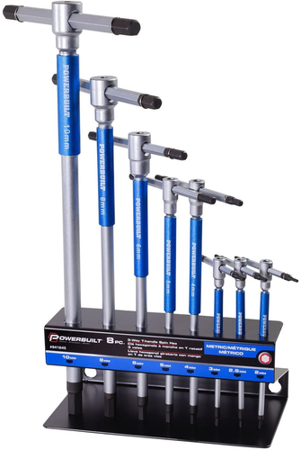 Powerbuilt 8 Pc Metric T-Handle Hex Allen Key Wrench Set w/ Speed Sleeves for or
