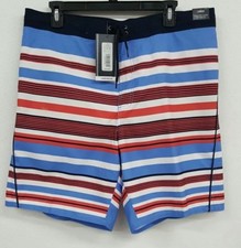 Roundtree  Yorke Pool Blue Multi Striped Trunks Men's Swimwear NWT 49.50 L XL