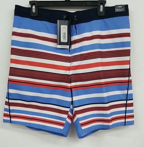 Roundtree & Yorke Pool Blue Multi Striped Trunks Men's Swimwear NWT $49.50 L XL - Picture 1 of 3