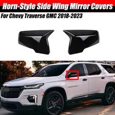 Pair Rearview Side Wing Mirror Cover Caps Black For Chevy Traverse GMC 2018-2023