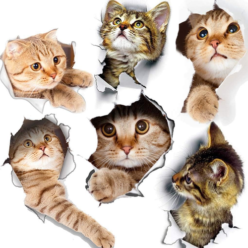 6PCS 3D Wall Stickers Cats Self Adhesive, Kids Wall Decals/Removable Vinyl Art M - Picture 8 of 12
