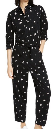 Lucky Brand  Women’s Logan Daisy Print Long Sleeve Jumpsuit Size S Color Black