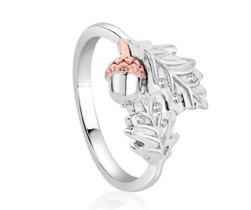 Clogau walisischer Ring Silber & 9 kt Rotgold Royal Oak Leaf Größe K neu selten Wales
