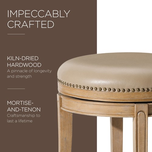 Maven Lane Counter Stool, Weathered Oak Finish w/ Avanti Vegan Leather (Used) - Picture 4 of 6