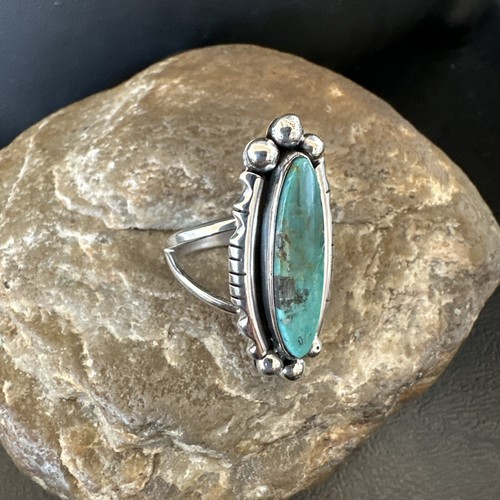 Blue Kingman Turquoise Native American Navajo Sterling Silver Ring Size 7 18629 - Picture 5 of 14