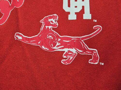 VTG Houston Cougars Puff Print Sweatshirt Size XL Red UH University of Houston - Picture 3 of 9