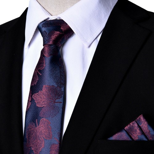 Men Flower Stripe Necktie Pocket Square Set Wide Wedding Party Formal Tie Lot - Picture 18 of 20