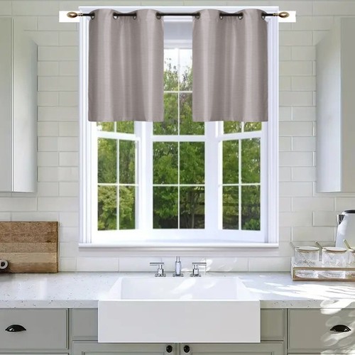 2 SHORT GROMMET PANELS WINDOW CURTAINS FOR ANY ROOM 24" OR 36" LENGTH SEMISHEER - Picture 42 of 54