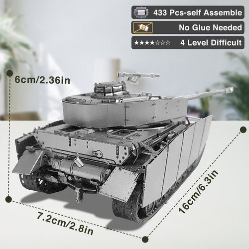Piececool 3D Model Kits For Adult 1:48 Panzer IV Tanks H Metal Model Puzzle Kits - Picture 2 of 8